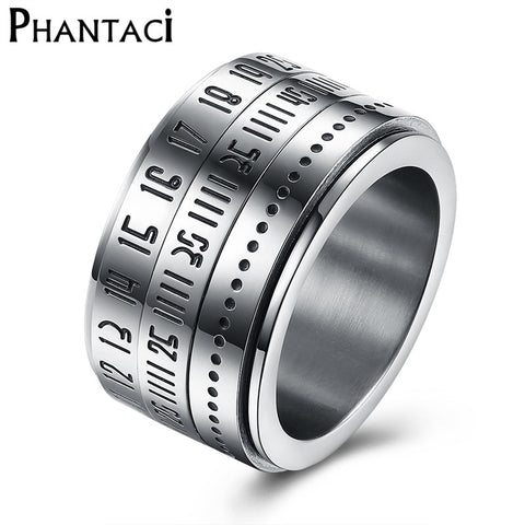 Vintage Turnable Titanium Steel Ring For Men Series of European and American Men's Stainless Steel Letter Combination Punk Ring