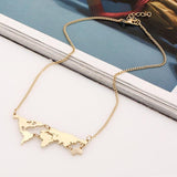 World Map Fashion Plated Pendant Unisex Necklace Hip Hop Club Party BK