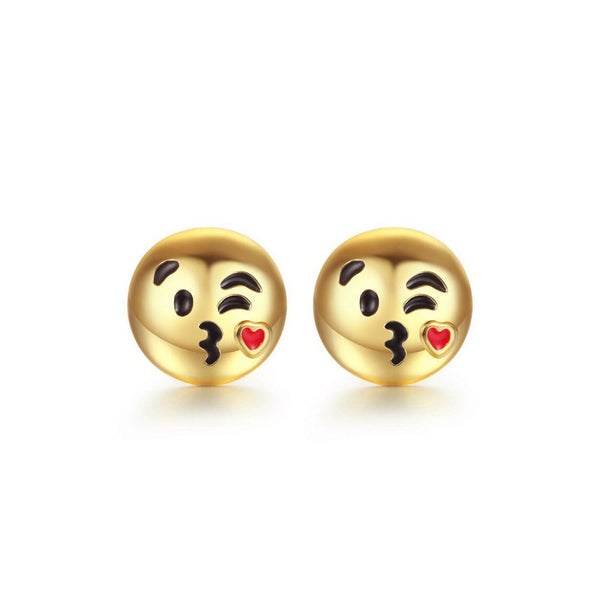 1 Pair New Fashion Simple Emoji  Head Alloy Women Stud Earrings