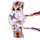Womentterfly Knitted Weaved Rope Band Bracelet Quartz Dial Wrist Watch