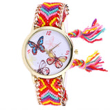 Womentterfly Knitted Weaved Rope Band Bracelet Quartz Dial Wrist Watch
