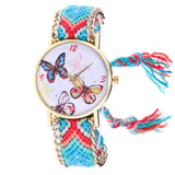 Womentterfly Knitted Weaved Rope Band Bracelet Quartz Dial Wrist Watch