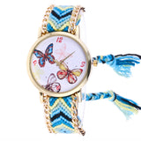 Womentterfly Knitted Weaved Rope Band Bracelet Quartz Dial Wrist Watch