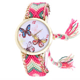 Womentterfly Knitted Weaved Rope Band Bracelet Quartz Dial Wrist Watch